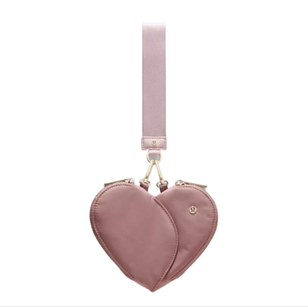 Lululemon Heart Spiced Chai Pink Haze & Gold Dual Pouch Wristlet LIMITED EDITION - Picture 1 of 6